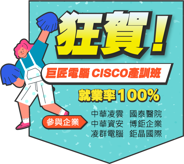 狂賀 巨匠電腦CISCO產訓班,就業率100%