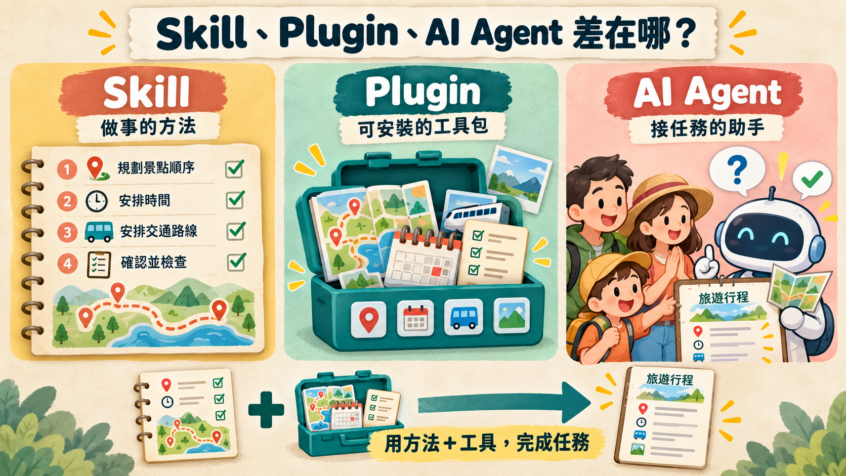 Skill、Plugin、 AI Agent差在哪？