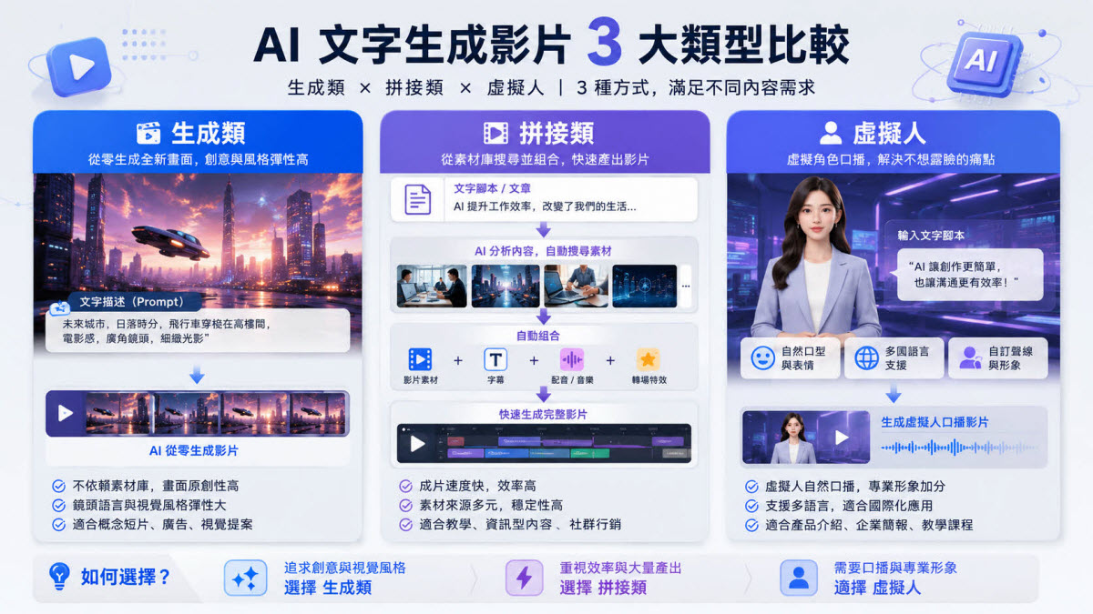 文字生成影片類型