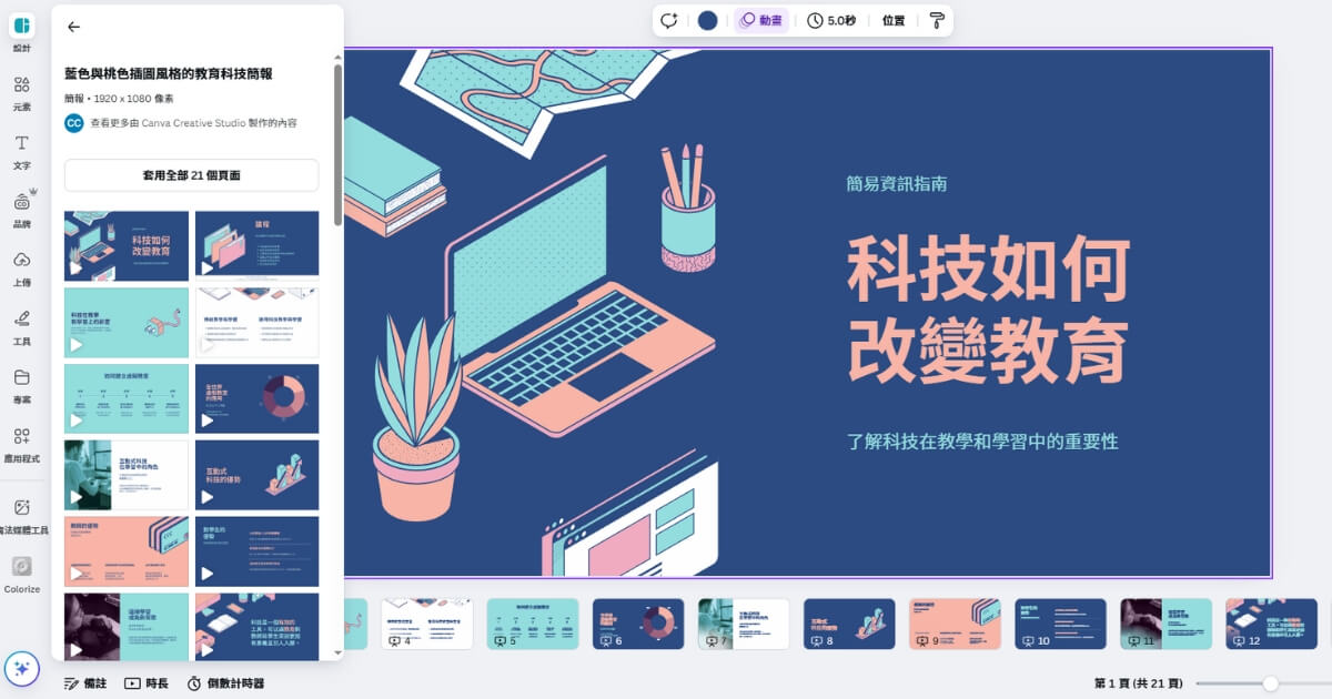 大多數 AI 簡報工具都提供豐富的模板資源