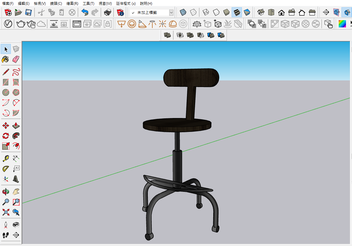 高腳椅的3D模型即成功地下載進Sketchup中
