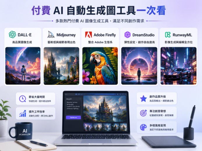 付費AI自動生成圖工具一次看