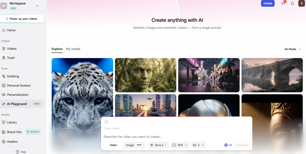 於 Synthesia 對話框貼上腳本並按下 Generate