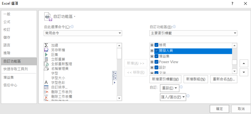 在 Excel 中，開啟 VBA 功能